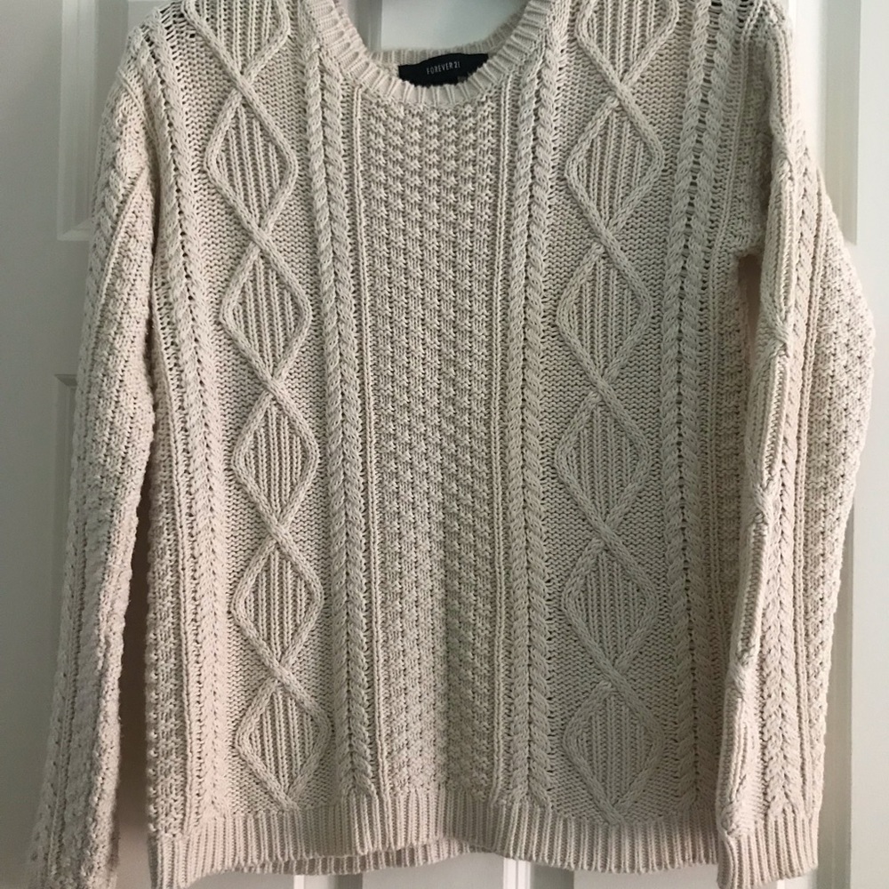 Beige Cable Knit Sweater